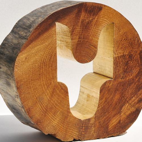 sculpture « ST S411 » série - ‘’Cœur d’Arbre’’- bois de Pin sculpté+ feuille d’or 43x45x21 cm