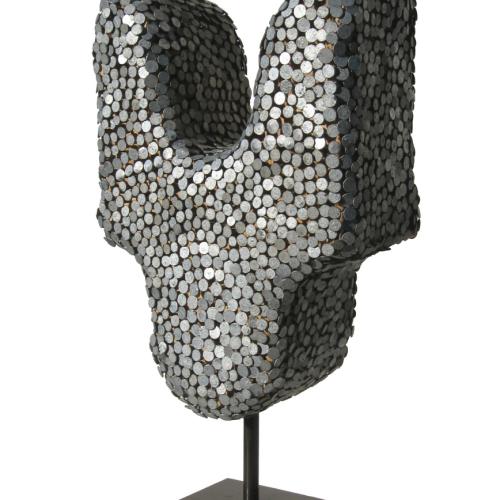 Sculpture “ ST-S476 ” - série cloutée - 2700 pointes galvanisées sur bois massif - 40x22x12 cm