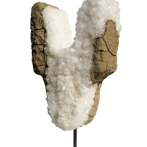 Sculpture ''ST-S478'' cristallisation de sel - terre crue sur bois sculpté - série ''le Sel de la Terre'' - 54x30x17 cm