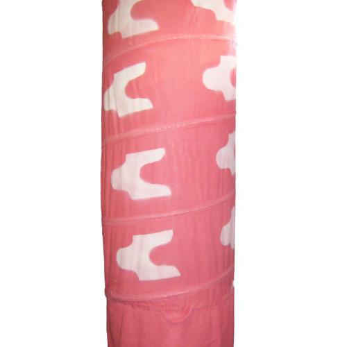 Sculpture-installation transformable -ou multifonctions-''Condom''- ''ST-S501'' peinture sur toile montée sur ressort intégré +2 cordons pour serrage parties haute et basse-diamètre maxi. 70 cm et dimensions variables pour la longueur/hauteur: de100 à 350 cm -