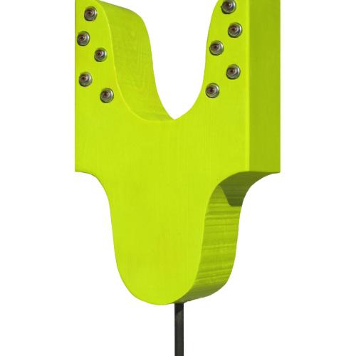 Sculpture ''ST-S417'' - peinture+ bois +10 yeux dormeurs de poupée - 51x24x13 cm.