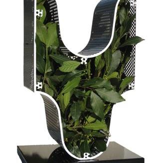 Sculpture ''ST-S425'' - avec option odorante exemple+ feuilles de laurier- acier peint tôle ajourée : 61x35,5x25 cm