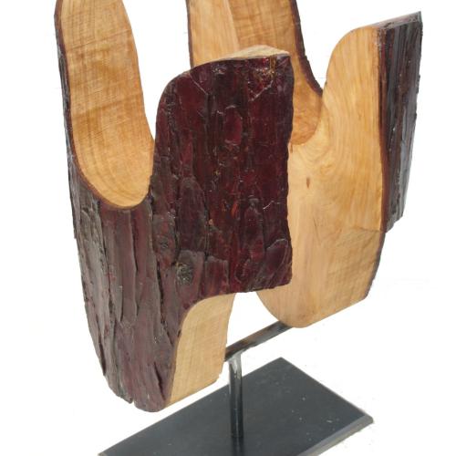 Sculpture ''ST-S405'' dite ''Janus'' - Bois de cypré - Dim 47x28x27 cm