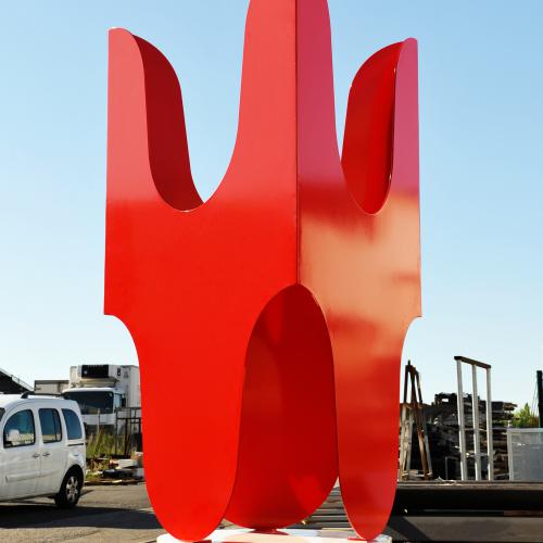 sculpture '' les 3 FACES '' - aluminium thermo-laqué - 280 x 153 cm