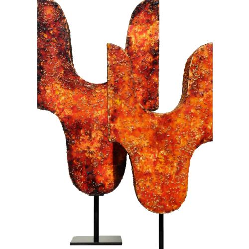 2 sculptures de la série'' Eloge de la tomate'' - jus graines chairs peaux de tomate sur extrudé- -50x24x12 cm et 65x32x14 cm