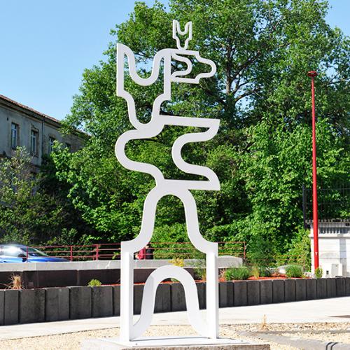 Sculpture ''Totem 5 modules''- acier thermo-laqué - 300x100x105 cm 