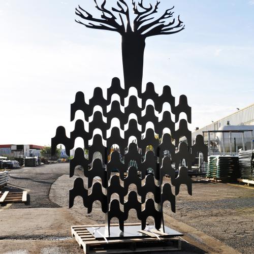 sculpture ''L’Arbre Fou'' - acier thermo-laqué - 282 x 190 x 24 cm-