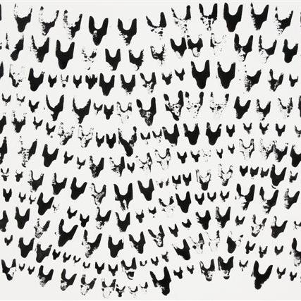 Œuvre sur papier de la série« Rythmes » ST-P605-A - encre de Chine sur papier – 70x100 cm 