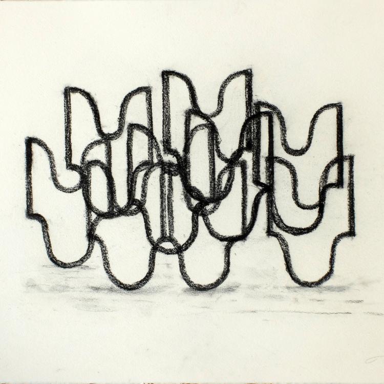 oeuvre sur papier de la série ''fusain'' - dessin original N° 9 - 57x77 cm