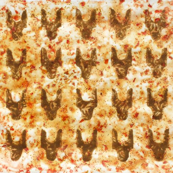 série ''Eloge de la tomate'' - tomate jus peau graines + terre sur papier - 70x100 cm-