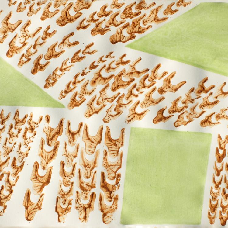 « ST-P1126 b » série ''Jachère'' - terre rouge et peinture sur papier - 70 x100 cm