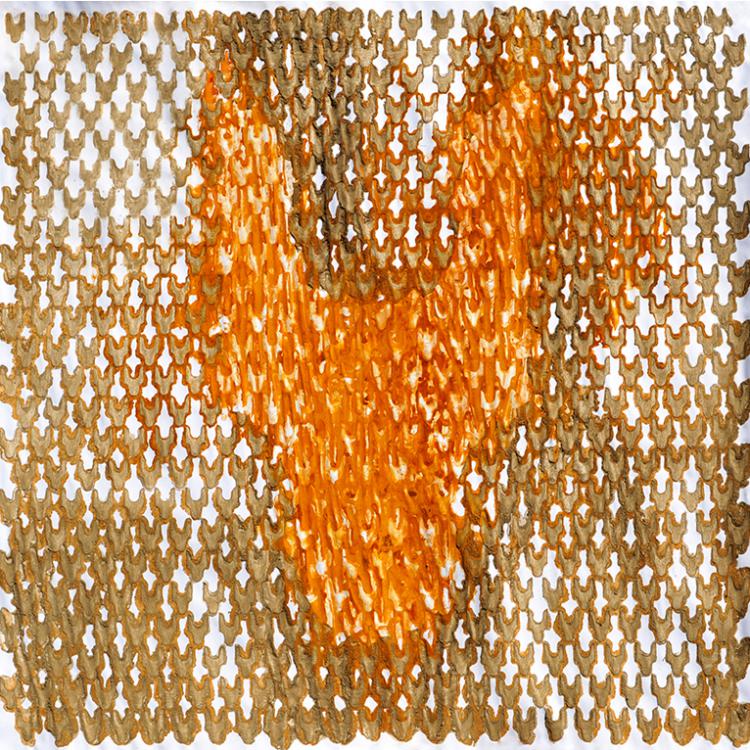 oeuvre sur papier - série ''de rouille et terre'' - format carré 2 - 150x150 cm