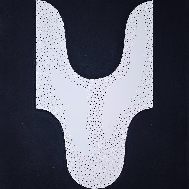 série ''perforer''.- acrylique sur papier percé - 77 x 55 cm