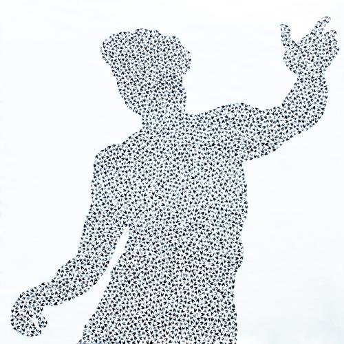 série de peintures ''sans titre'' ST-P13 ''- acrylique sur toile de lin - 140 x140 cm