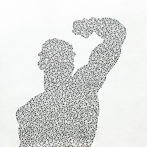 série de peintures ''sans titre'' ST-P20 ''- acrylique sur toile de lin - 140 x140 cm