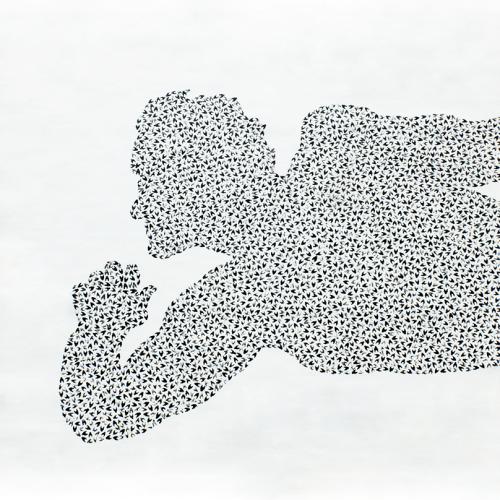 série de peintures ''sans titre'' ST-P21 ''- acrylique sur toile de lin - 140 x140 cm