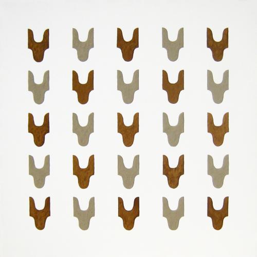 Peinture de la série ''Pictogrammes'' - ''ST-P987''- acrylique et 2 terres crues sur toile/châssis-100x100 cm