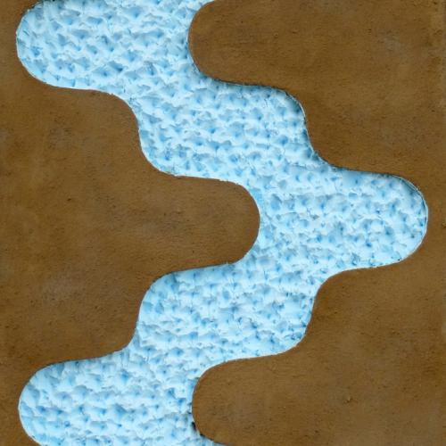 '' ST- P124 '' de la série terre crue sur extrudé sculpté- 125x60x5 cm ou 60x125x5cm