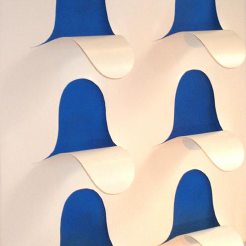 Peinture de la série ''Les Languettes'' - ''ST-P1029'' - acrylique - bâche PVC sur panneau de bois - 48x48x5 cm