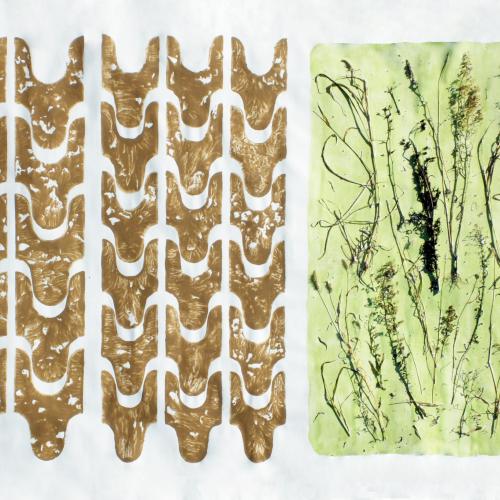 ST- P1210 - Série ''Jachère'' - Terre + herbes + peinture sur toile - 215 x 310 cm