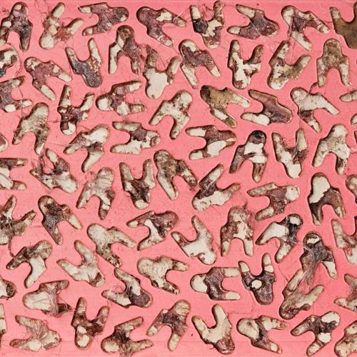 De la série ''brûlure''- ici '' Brûlure rose '' - extrudé brûlé - 60x125x2cm -