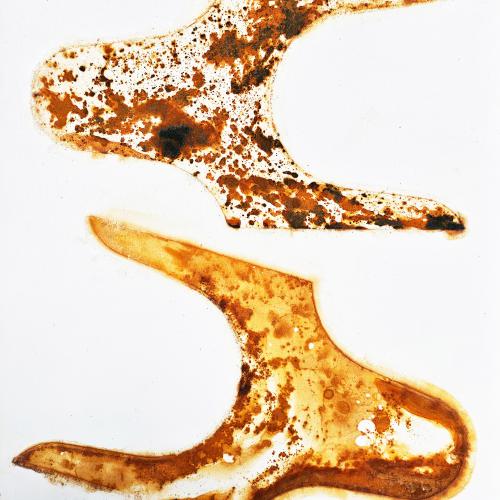 Série ''Rouille'' sur toile -petit format ''B'' - ici avec ''Forme initiale'' de 1991- 41x33 cm