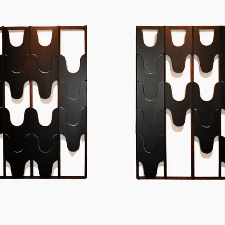  série ''Lettres alphabet'' - peinture + modules en extrudé sur châssis en fer- ici graphisme ''OR''- 135x105 cm pièce