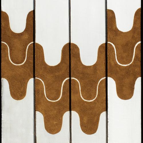 De la série '' les Fenêtres'' : '' Lumières de Terre '' 1 - Terre crue + tissu de verre brillant sur polycarbonate alvéolaire et châssis en fer - 135 x100 cm