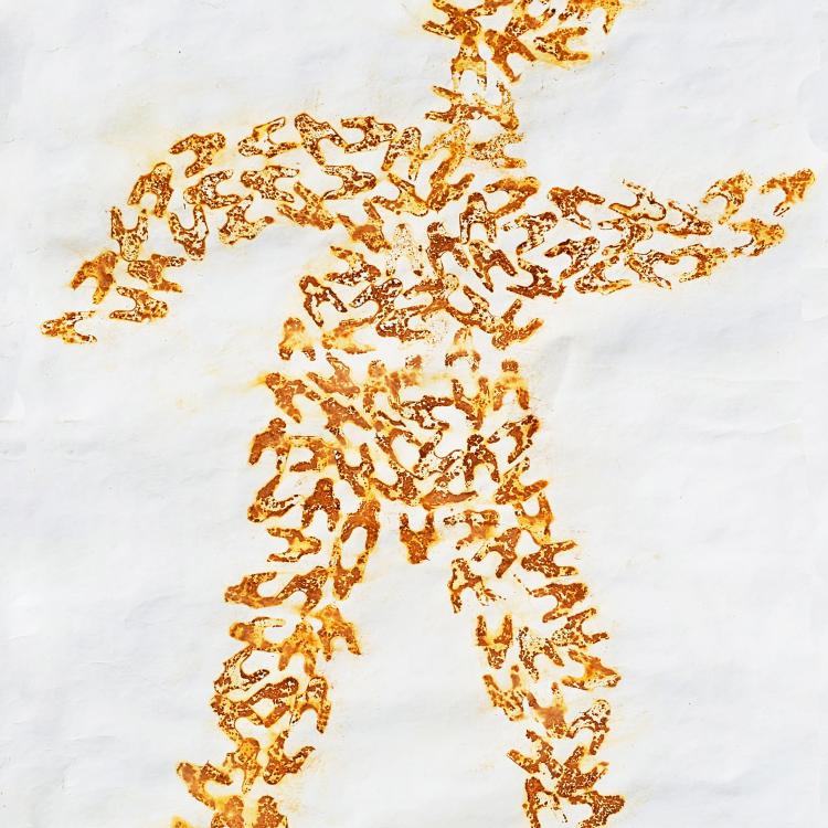 série ''papiers rouillés'' ST-P 705 - rouille naturelle sur papier -148 x 91 cm